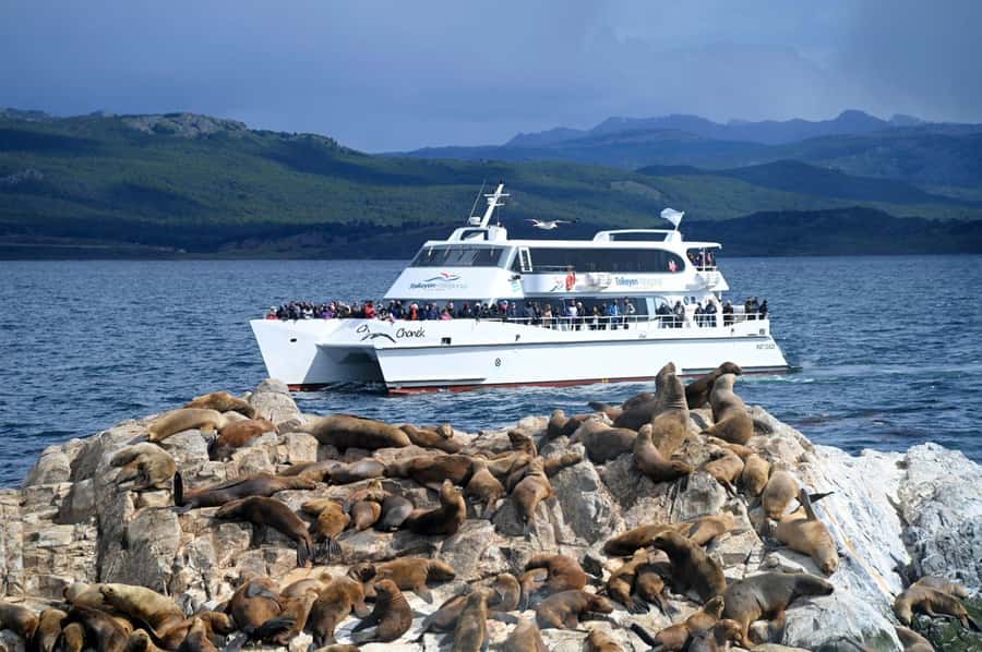 Ushuaia: Beagle Channel, Seal Island & Bridges Islands Tour - Leaving Ushuaia behind at the tourist pier