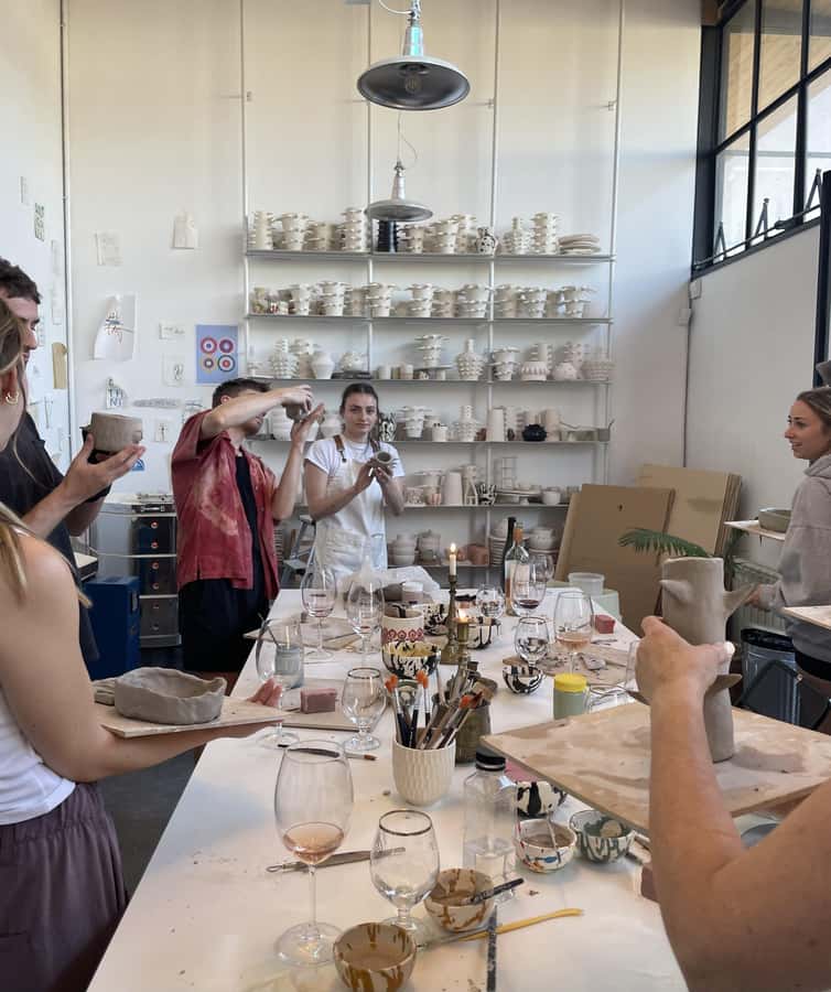 Wine & Pottery Class For Beginners in Buenos Aires Argentina - Decorating your piece before it leaves the studio